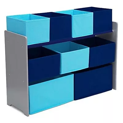 Multi-Bin Toy Organizer With Colorful Bins Grey/Blue Kid-Sized Toy Storage • $35.99