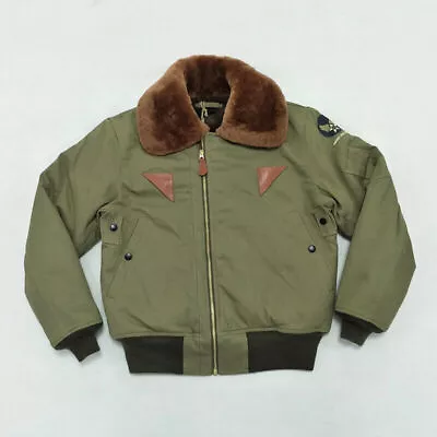 BOB DONG Mens Military B-15A Flight Jacket Winter Warm Fur Collar Bomber Jacket • $209.98