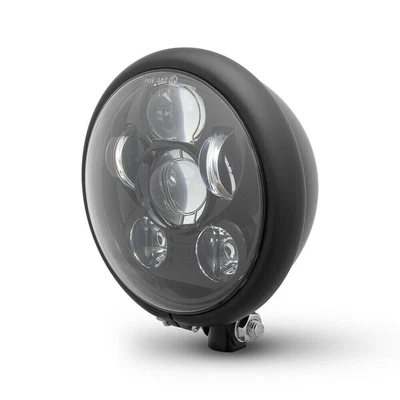 LED Projector Motorcycle Headlight Matt Black For Scrambler Brat Bike Project • £127.49