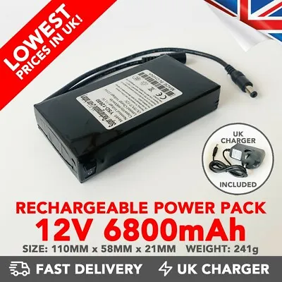 12v Power Bank 6800mAh Rechargeable Li-ion Portable Battery Pack (DC) • £31.99