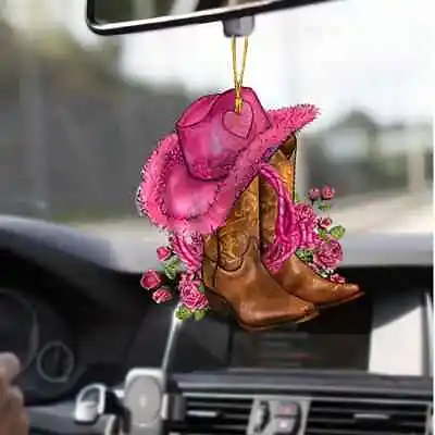 NEW Resin Western 2D COWGIRL Hat & Boots Car Mirror Charm / Bag Charm / Keychain • £3.99