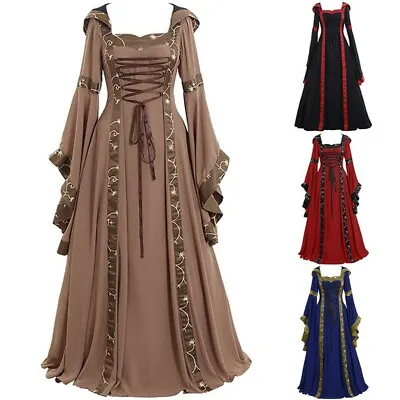 £32.63 • Buy Women's Vintage Celtic Medieval Floor Length Renaissance Gothic Cosplay Dress