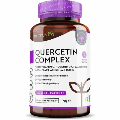 Quercetin Complex + Vitamin C - 120 Vegan Capsules - Immune Support Antioxidant • £19.99