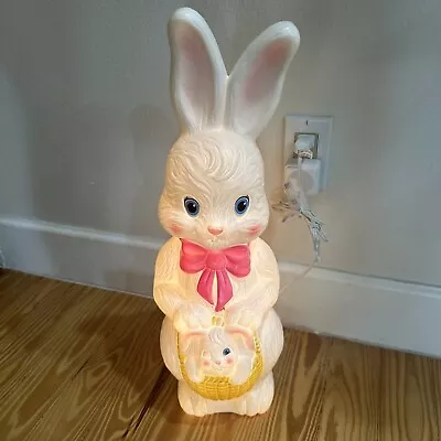 Empire Easter Bunny Rabbit Basket Baby Bunny 22” Vintage Blow Mold • $24.99