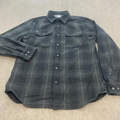 North Face Flannel Shirt Men's Medium Black Gray Plaid Heavyweight Pockets Logo • $24.95