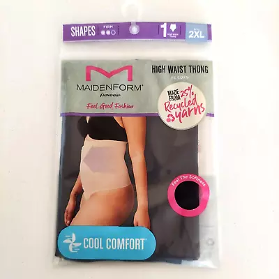 NEW Women's Size 2XL Maidenform BLACK High Waist Thong Flexees Feel Good Fashion • $13.99