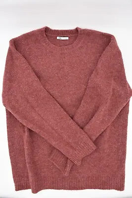 Zara Men’s Maroon Textured Long Sleeve Pullover Sweater Size L • $14.90
