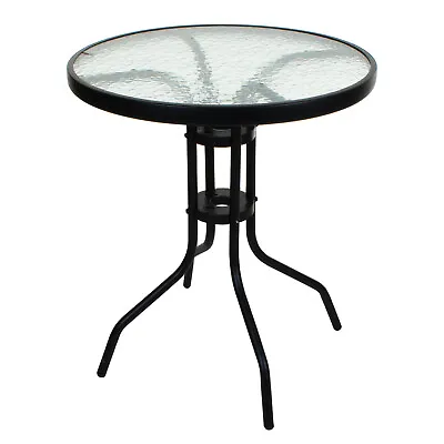 Tempered Glass Top Patio Table Metal Frame Legs Garden Outdoor Indoor Bistro • £23.85