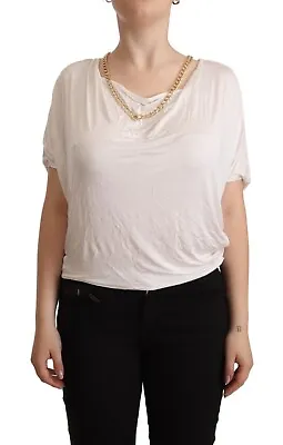 MARCIANO BY GUESS Top T-shirt White Short Sleeves Gold Chain IT42/US8/M RRP $150 • $39.50