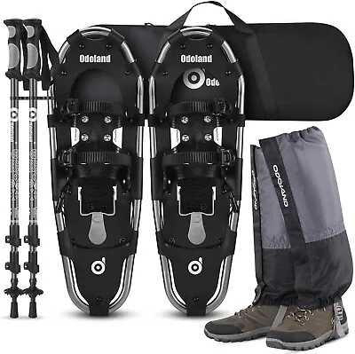 Odoland 4-in-1 Snowshoes Snow Shoes For Men And Women 30  Black And Grey Large • $48.97