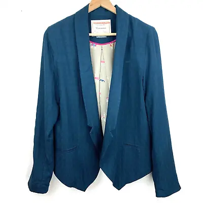 Cartonnier Anthropologie Women's Size S Open Blazer Teal Bohemian Oversized • $21.99