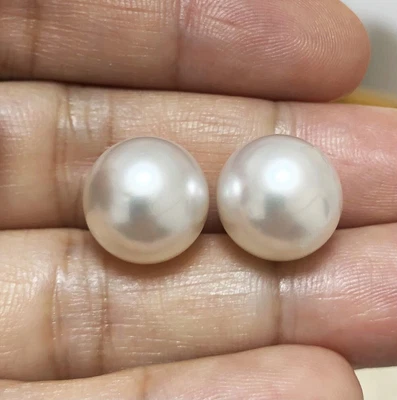 $1529.10 • Buy 13.5MM,Big Pair Round White Australian South Sea Loose Pearl Undrilled,37.1Crart