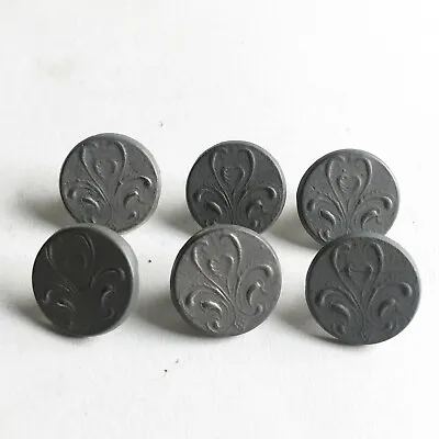 Vintage Pewter Flourish Design Round Buttons Set Of 6 • $12.99