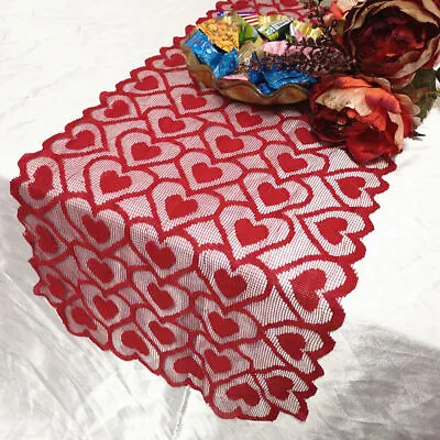 Lace Table Runner Love Heart Tablecloth For Valentine's Day Wedding Party Decor • £5.99