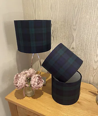 Handmade Lampshade In Black Watch Tartan  Fabric Various Sizes • £18.95