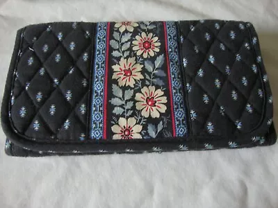 Vera Bradley Black & Blue Trifold Wallet Organizer Quilted Zip Pocket • £4.86