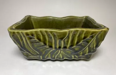 Vintage USA Pottery Planter 481 Glazed Olive Green Leaves 6” • $8.49