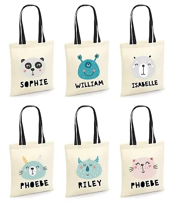 Personalised Animal Name Tote Bag - Customised Printed School Gift Present Girls • £12.30