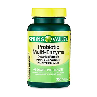 Spring Valley Probiotic Multi-Enzyme Digestive Formula - 200 Tablets - Exp 4/25 • $11