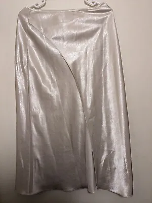 H&M Long High Waist Skirt High Slit Beige Taupe Womens Size 8 Medium  • $22