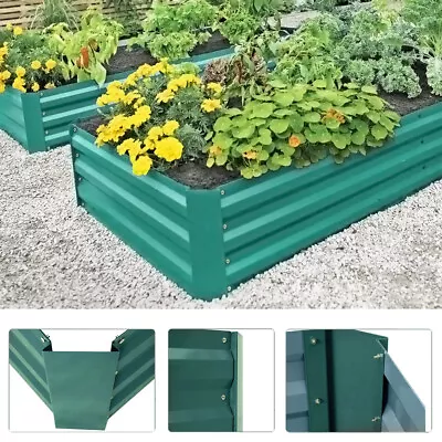 100x60cm Rectangular Outdoor Metal Garden Raised Bed Vegetable Herbs Green Liner • £26.95