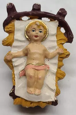 Vintage Christmas Nativity Manger Paper Mache Putz Composition Italy Jesus 50s • $25