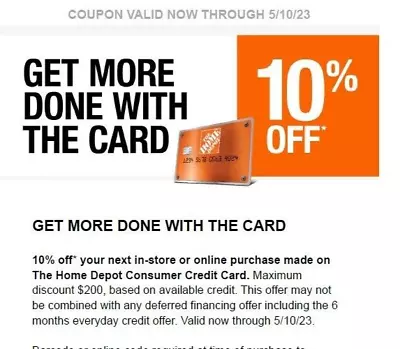 Home Depot 10% OFF -Store/Online Exp: 4/14/24 • $14.95
