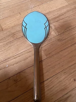 Antique Vintage Victorian Brass Vanity Hand Mirror Blue/Gold 13” Long • $25