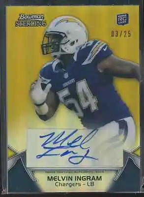 Melvin Ingram 2012 Bowman Sterling Gold Refractor Auto RC 3/25 • $25