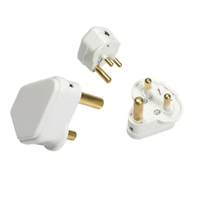 £5.99 • Buy 15A / 15 Amp White Round 3 Three Pin Electrical Plug Top Unfused BS536 