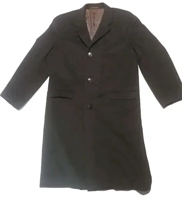VTG 1960S Coat  Mens Long Overcoat Grey Mohan's LTD Double Breasted Hong Kong 44 • $85