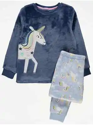 George Blue Fleece Unicorn Pyjamas • £6