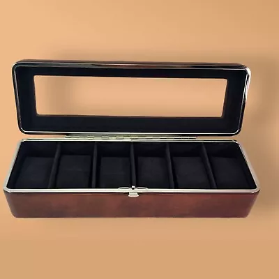 6 Slot Watch Stand Display Storage Case Brown Watch Box Organizer For Men • $19.95