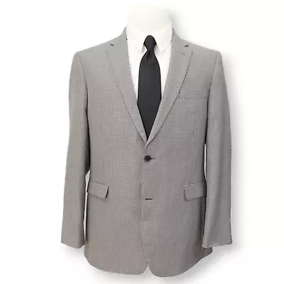 TOMMY HILFIGER Mens Gray Houndstooth Sport Coat Suit Jacket Blazer 44 L • $49.99