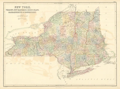 £99 • Buy New York & New England. VT CT RI MA NH. NYC Manhattan Plan. SIDNEY HALL 1854 Map