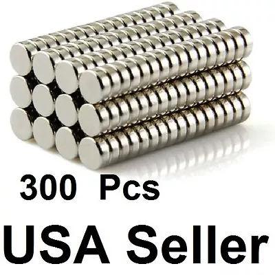 300 Pc 3mm X 1.5mm Disc Rare-Earth Neodymium Magnets Magnet 1/8 Inch X 1/16 Inch • $10.99