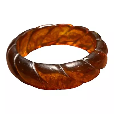 Vintage Rootbeer Lucite Bangle Bracelet Brown Marbled • $12.99