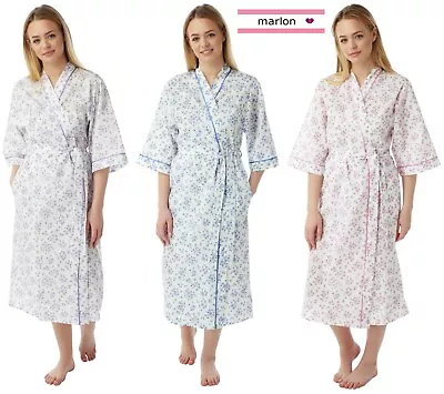 Ladies Floral Poly Cotton Dressing Gown Robe SWEET WRAP-UP • £16.99