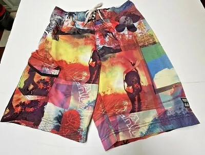 Billabong Colorful Mens Graphic Tie Waist Surf Board Shorts Size 31 & Wax Comb • $19.99