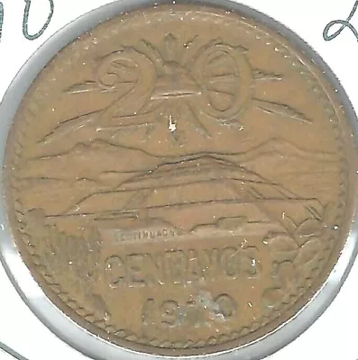 1970 Mexico Circulated Twenty Centavo Coin • $1