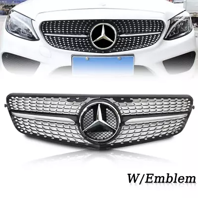 Diamond Front Grille Grill W/Chrome Star For Mercedes Benz W204 C250 C300 08-14 • $66.03