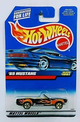 Hot Wheels - '65 Ford Mustang Convertible Black & Flames HW Collector # 1051 • $3.50