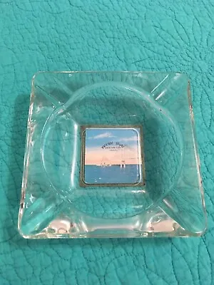 Vintage 6” Square Glass “Mackinac Bridge” Michigan Souvenir Ashtray • $24.99