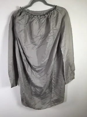 $74.96 • Buy Scanlan Theodore Womens Grey Draped Shift Dress Size 12 Long Sleeve Good Condtn