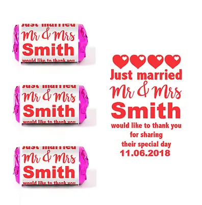 100 Personalised Red Print Love Heart Sweets White Labels Wedding Favour #031 • £5.99