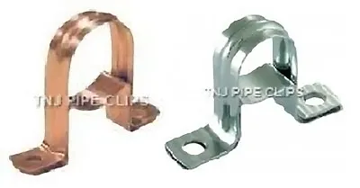 2 PIECE Copper SADDLE Band / Spacing Clip - Copper Or Chrome Plated - Pipe Clips • £2.45