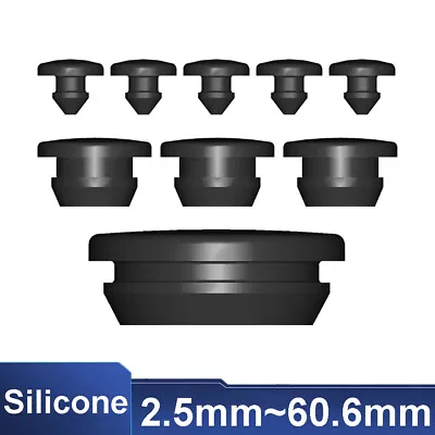 Black Snap-On Hole Plug Silicone Rubber Blanking Seal Bung Pipe Tube 2.5mm-61mm • $1.69