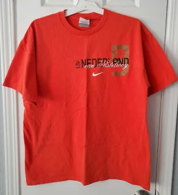 Nederlands Futbol Mens Shirt Size Large Van Nistelrooy #9 Orange Rare Vintage • $9.99