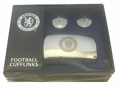 Chelsea FC Licensed Executive Cufflinks Football Design Chrome Cuffs In Gift Box • £8.99