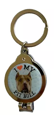 Pit Bull Keychain Nail Clipper Bottle Opener 30mm Silver Gift Rhinestone • $10.73